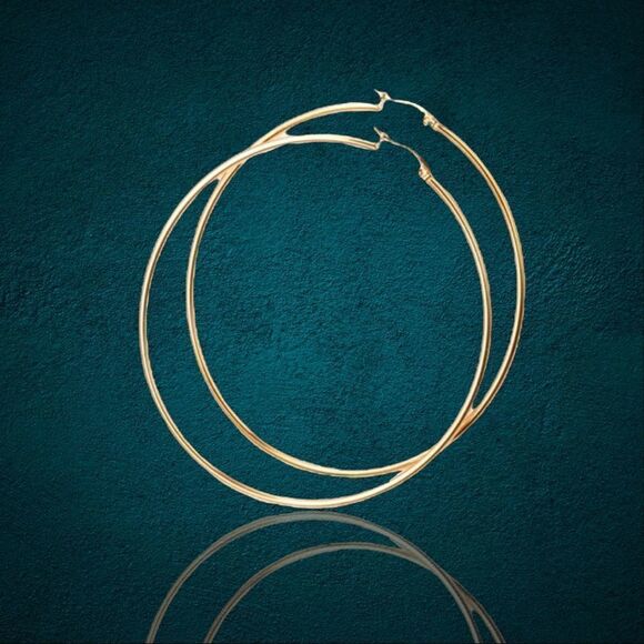 💎076💎 14k Gold Hoop Earrings 1” - Picture 1 of 10